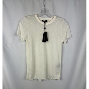 Rag & Bone Bre Swiss Dot Short Sleeve Top White Size S
